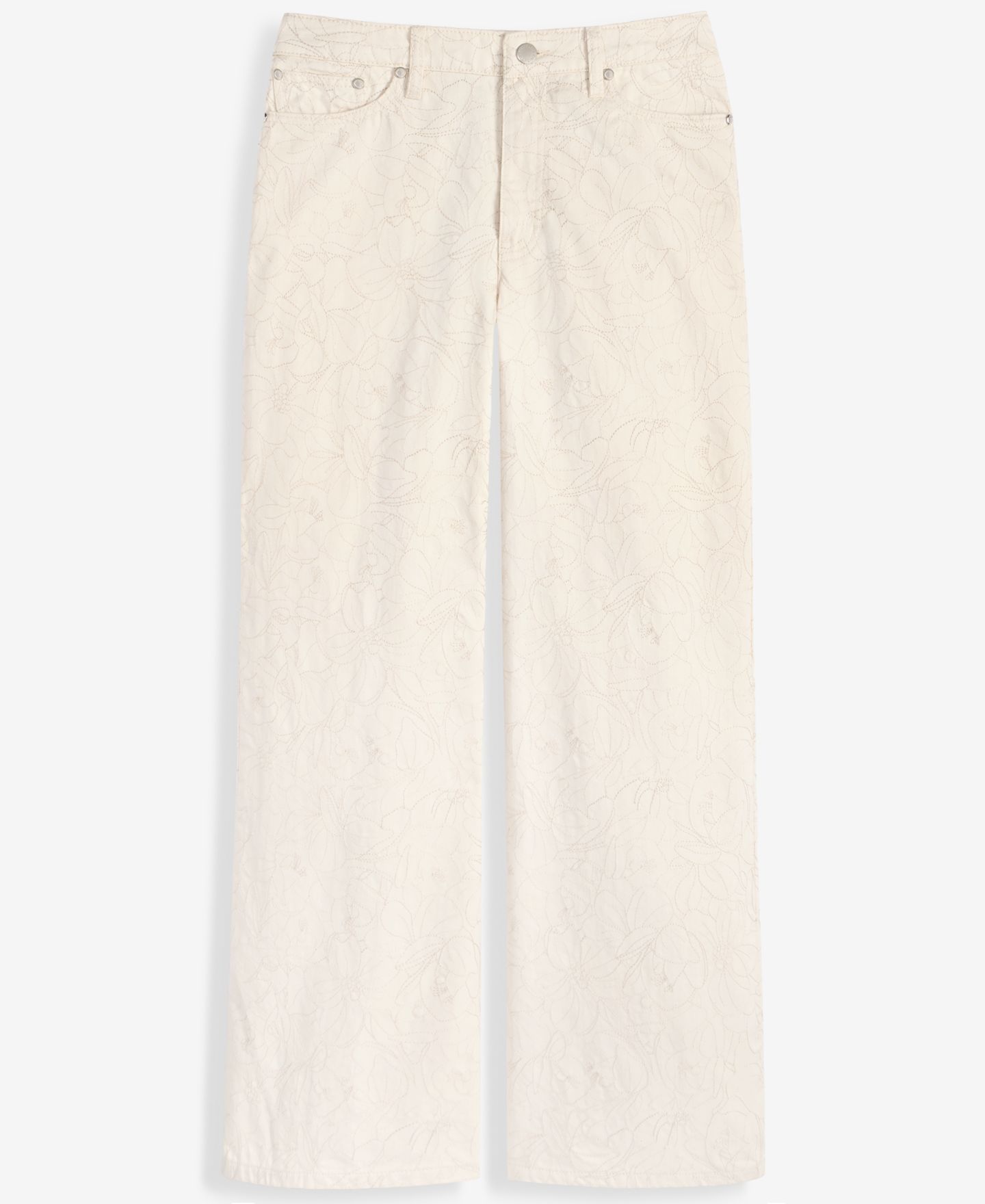 Женские джинсы On 34th High-Rise Floral Stitch Wide-Leg, цвет: Экрю — фото 3