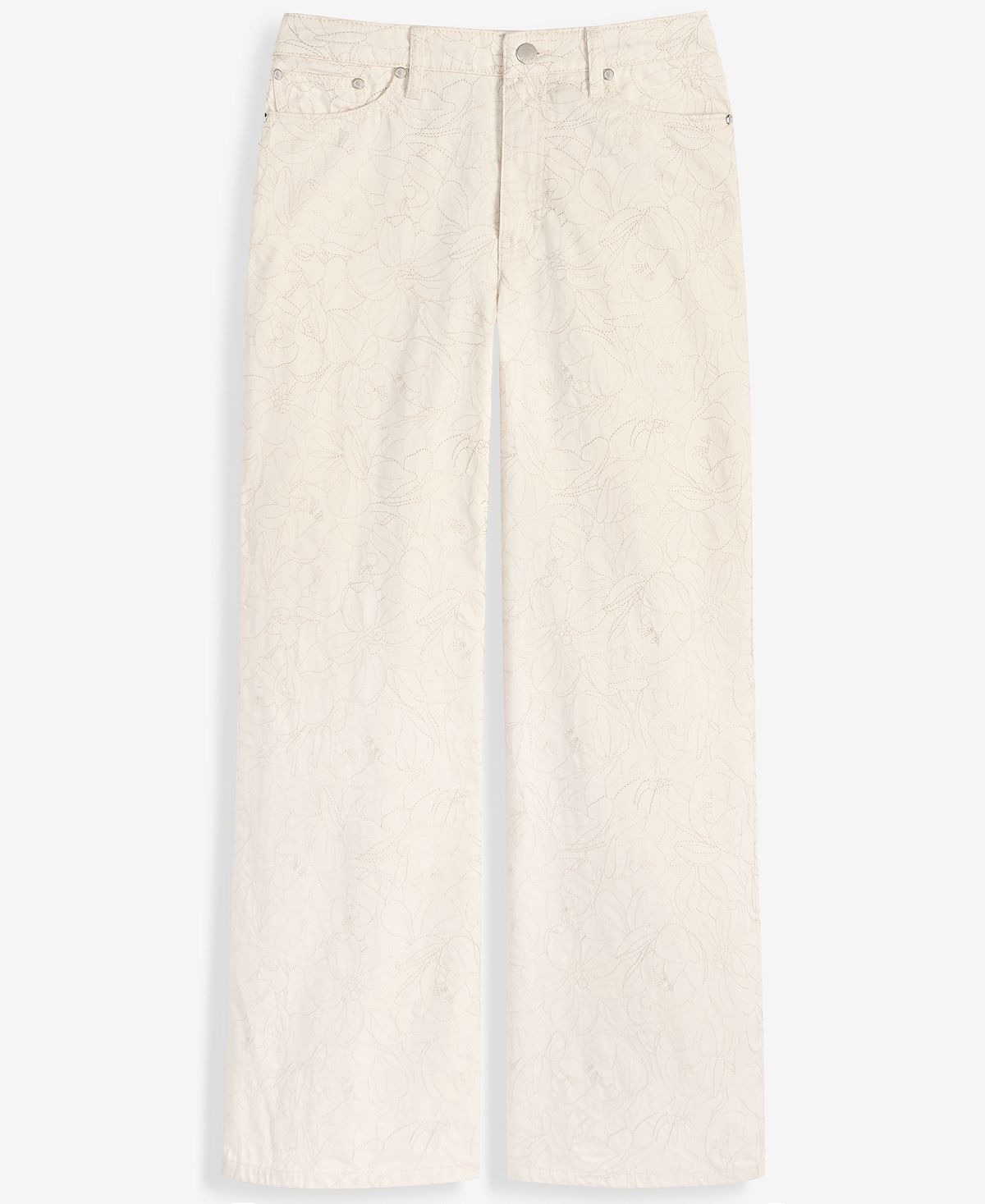 On 34th Women's High-Rise Floral Stitch Wide-Leg Jeans, Macy's Exclusive view 3 — MAYCSS fashion products