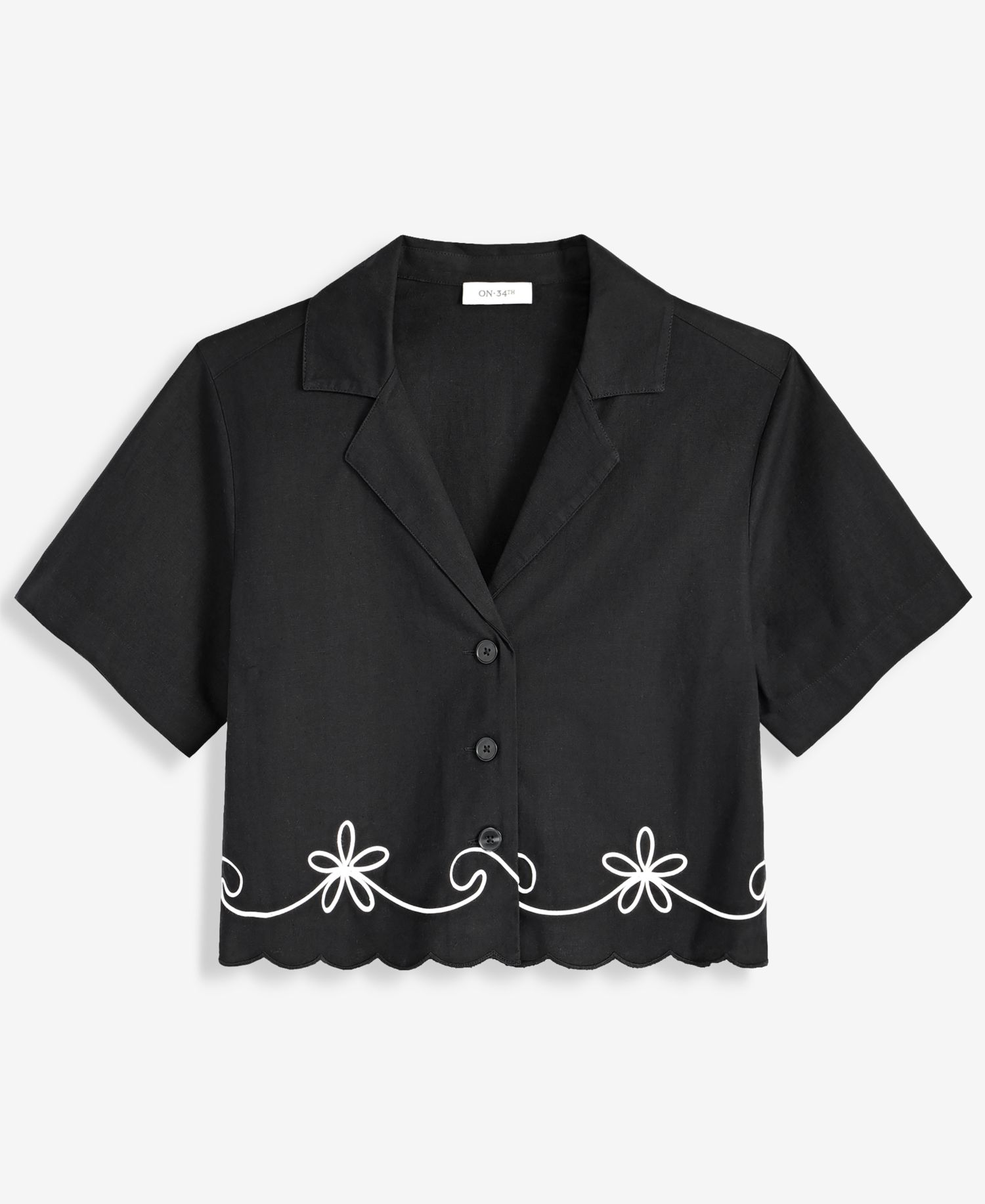 Women's Soutache Short-Sleeve Camp Shirt
