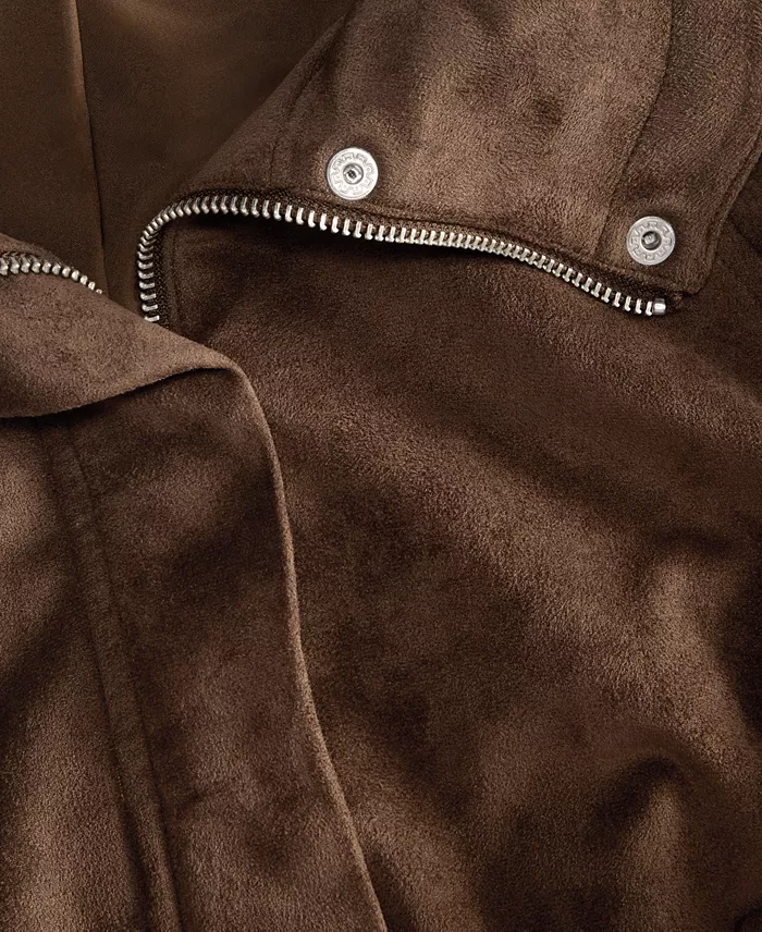 Women's Faux-Suede High Collar Utility Jacket - thumbnail 9