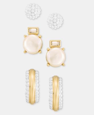 3-Pc. Set Bead, Crystal & Imitation Pearl Earrings