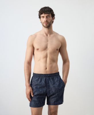 Men's Drawstring Printed Swimsuit