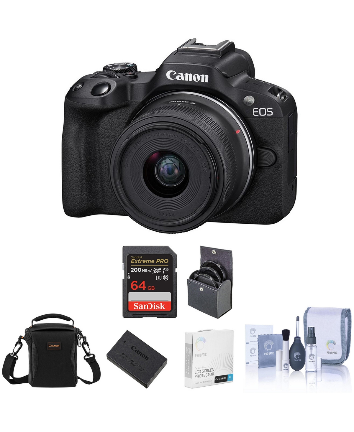 Canon Eos R50 24.2-Megapixel 4K Uhd Mirrorless Camera with Rf-s 18-45mm f/4.5-6.3 Is Stm Lens - Black