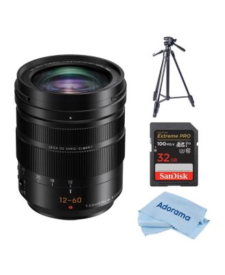 LUMIX Professional 12-60mm Camera Lens, Leica DG Vario-ELMARIT, F2.8-4.0 ASPH, Power O.I.S, Mirrorless Micro Four Thirds (H-ES12060) Bundle