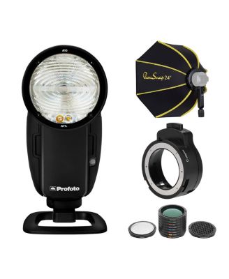A10 On and Off Camera Flash for Sony Camera, Bundle with Glow 24" PS-B24K ParaSnap Octagonal Softbox, Adapter, Color Filter and Shapers Kit