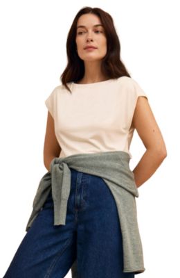 Women's Slash Neck Cap Sleeve T-Shirt