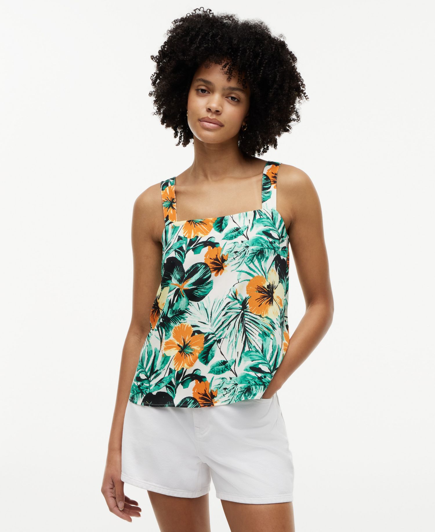 Women's Printed Sleeveless Square Neck Blouse