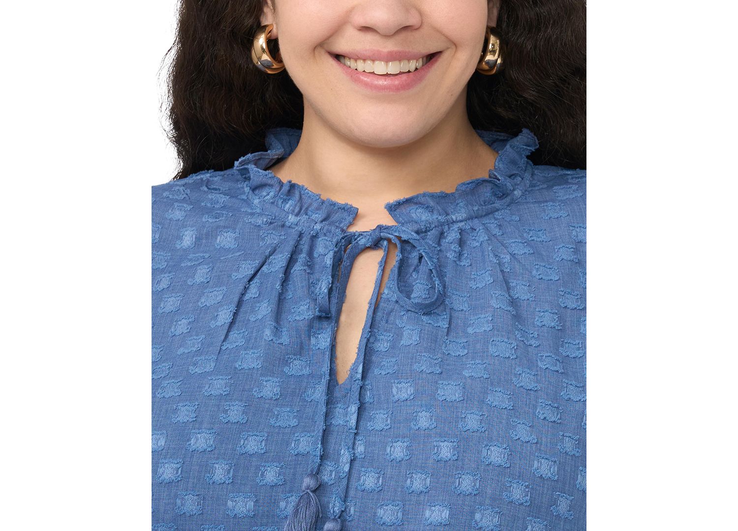 Plus Size V-Neck Front-Tie Short-Sleeve Blouse