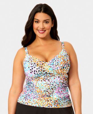 Plus Size Shirred Tankini Top