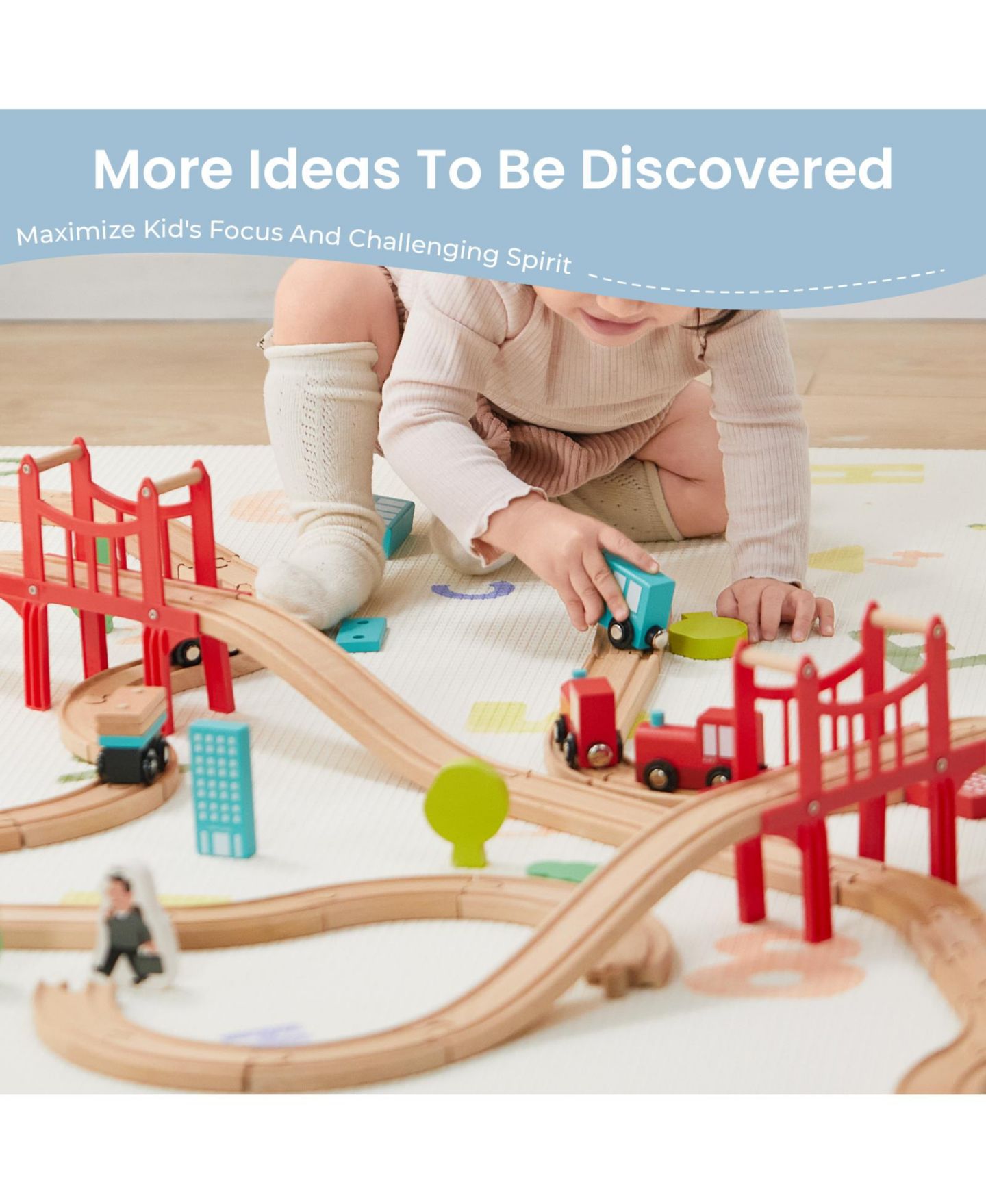 Детские конструкторы Tiny Land Wooden Train Set 39-Piece, Ages 3+ — фото 4