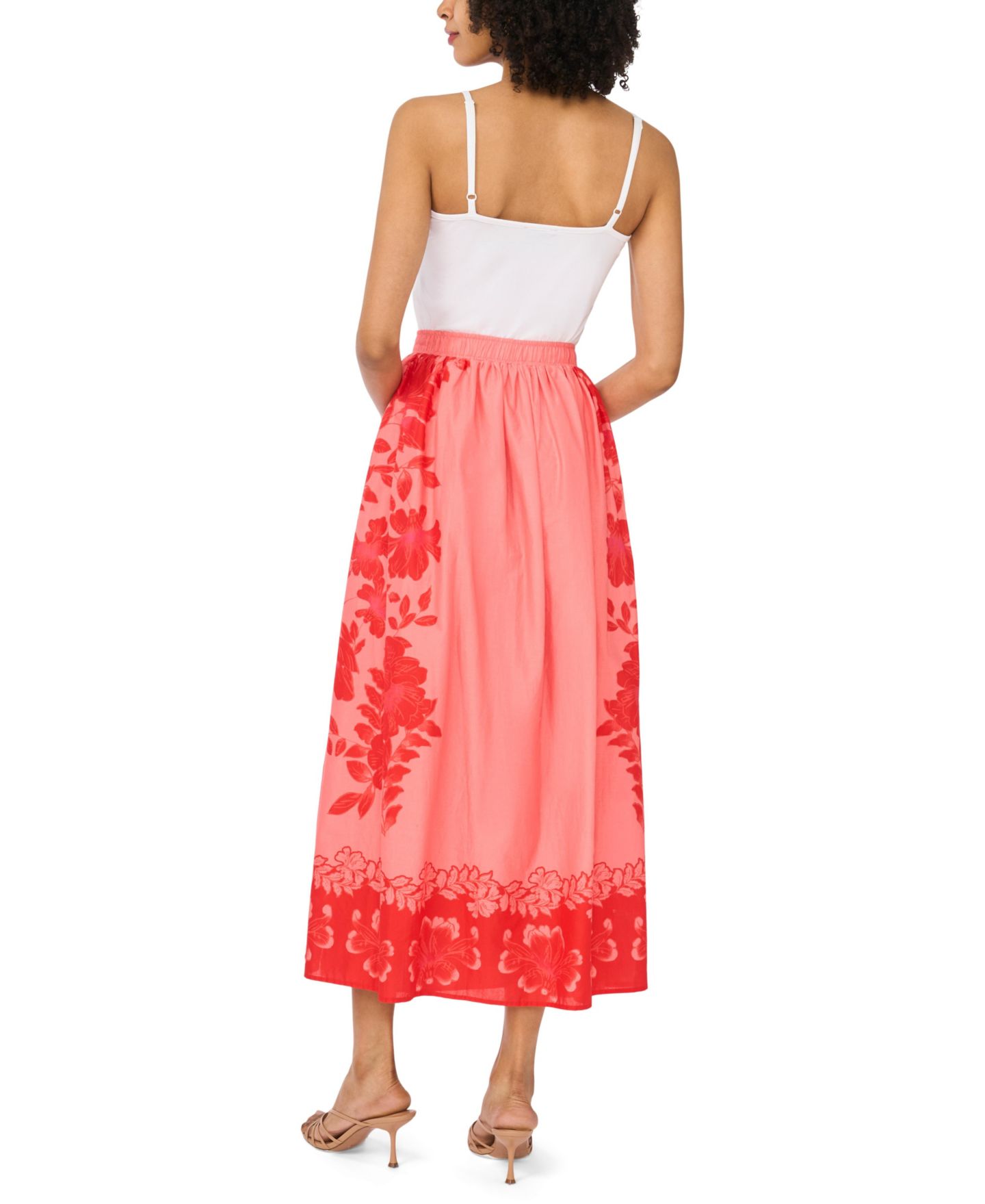 Женская юбка Vince Camuto Cotton Pull-On Elastic Waistband, цвет: Красный — фото 6