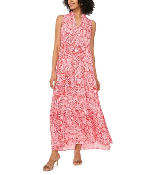 Женские платья Vince Camuto Women's V-Neck Sleeveless Printed Maxi Dress