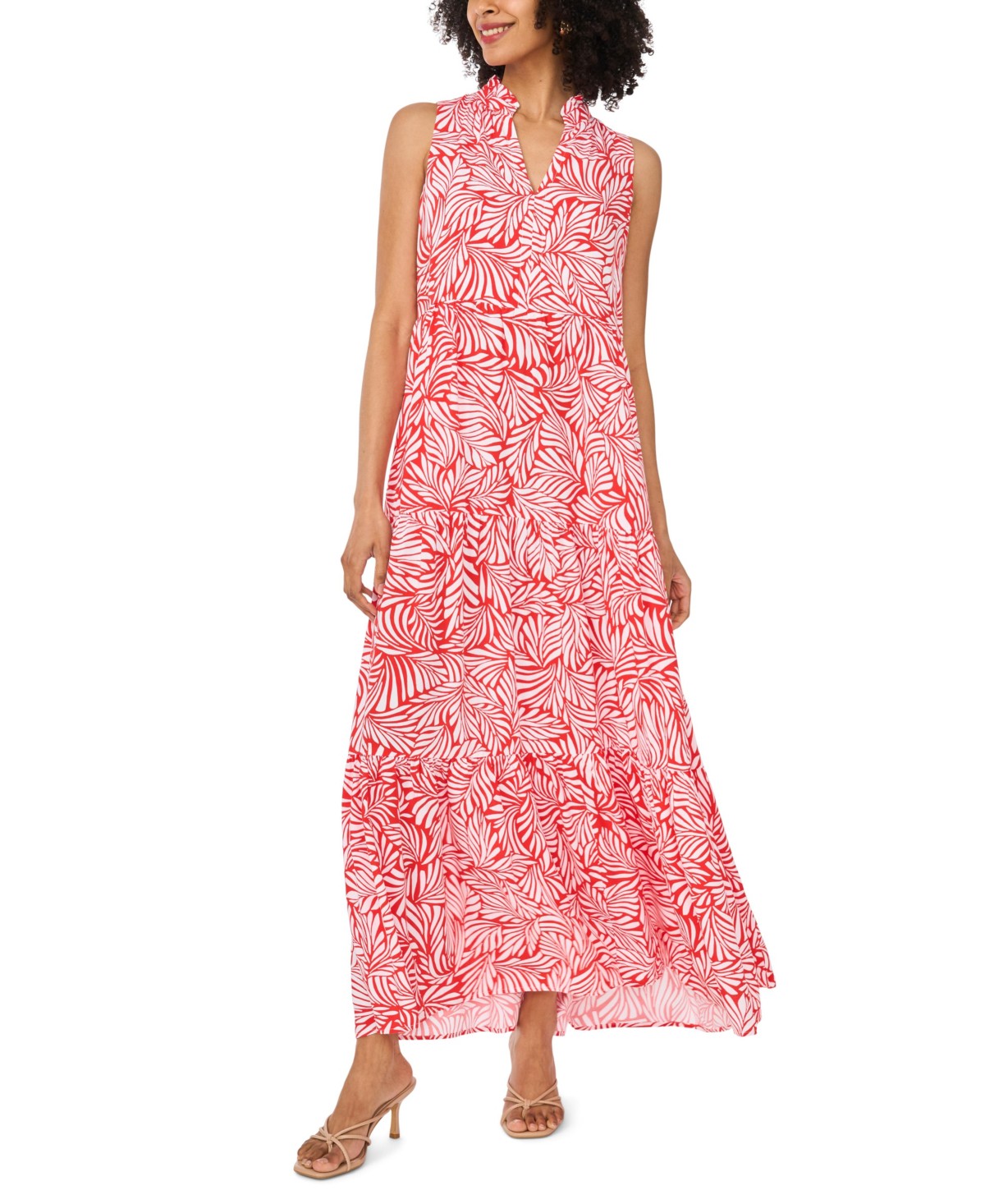 Женские платья Vince Camuto Women's V-Neck Sleeveless Printed Maxi Dress — фото 1