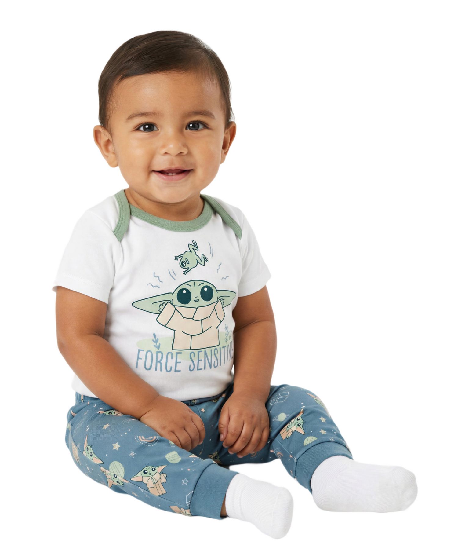 Baby Boys' Star Wars Yoda Short-Sleeve bodysuit and Pants, 2-Piece Set