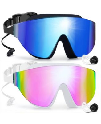 2 Pack Swim Goggles Rimless Wide View Anti-fog UV Protection No Leaking