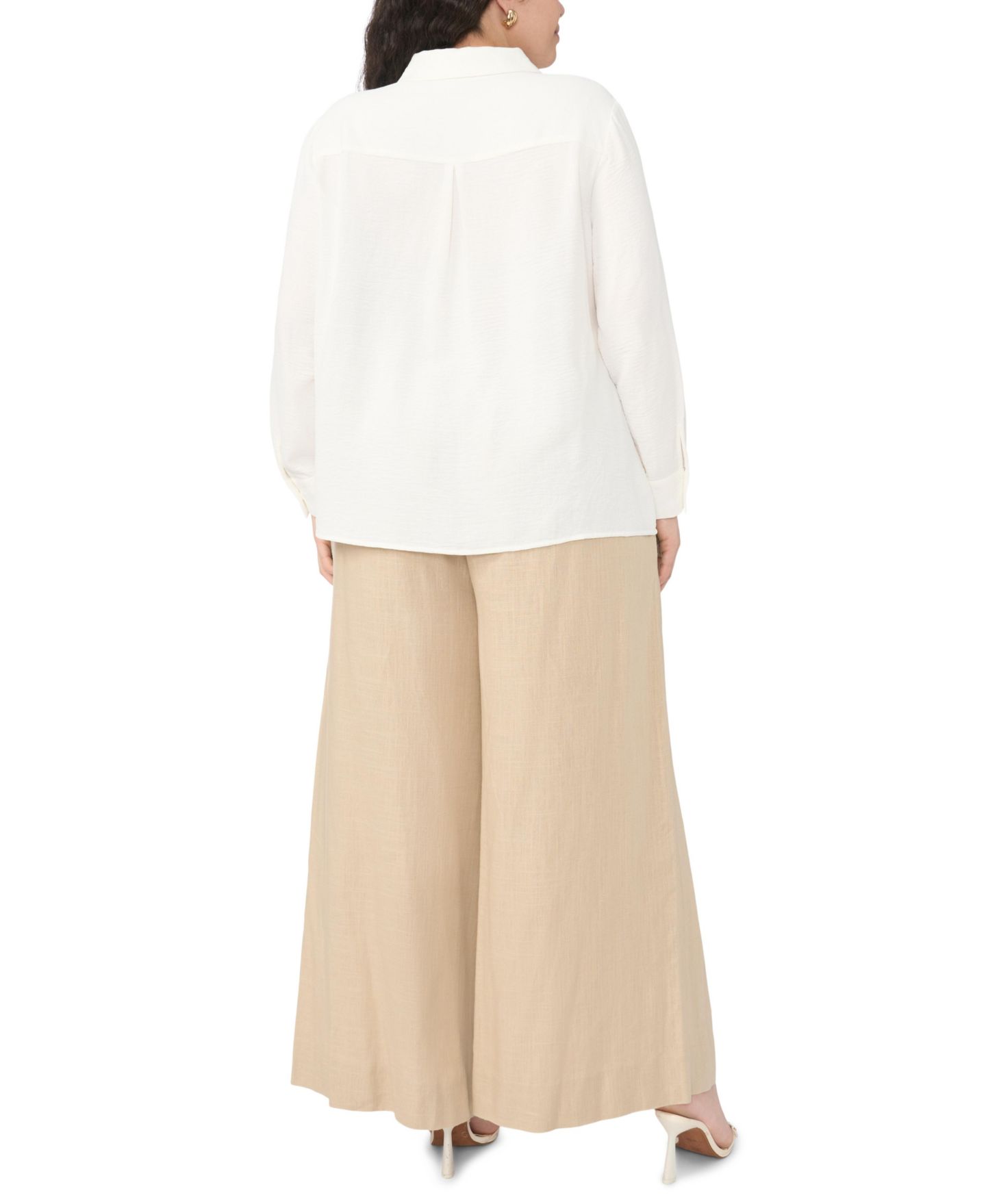 Женская блузка Vince Camuto Plus Size Button-Down Tunic Flower Applique Blouse, цвет: Белый — фото 8