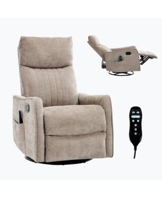Heat Massage Manual Recliner Chair with Rocker and Swivel in Fabric for Living Room