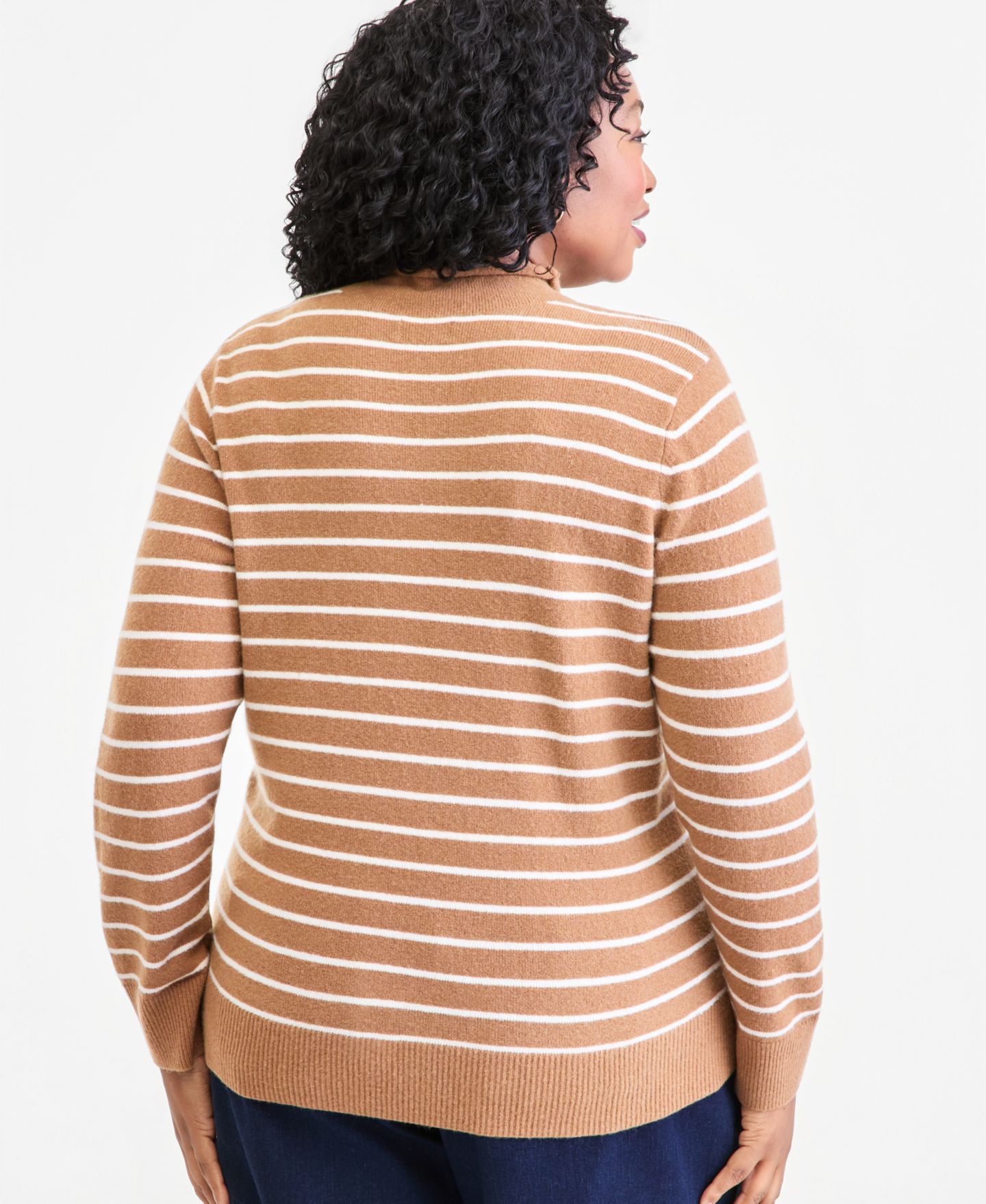 Женский свитер Style & Co Plus Luxsoft Stripe Rollneck, цвет: Beechwood — фото 2