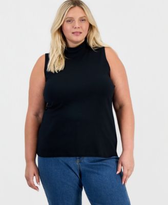 Plus Size Mock-Neck Sleeveless Top