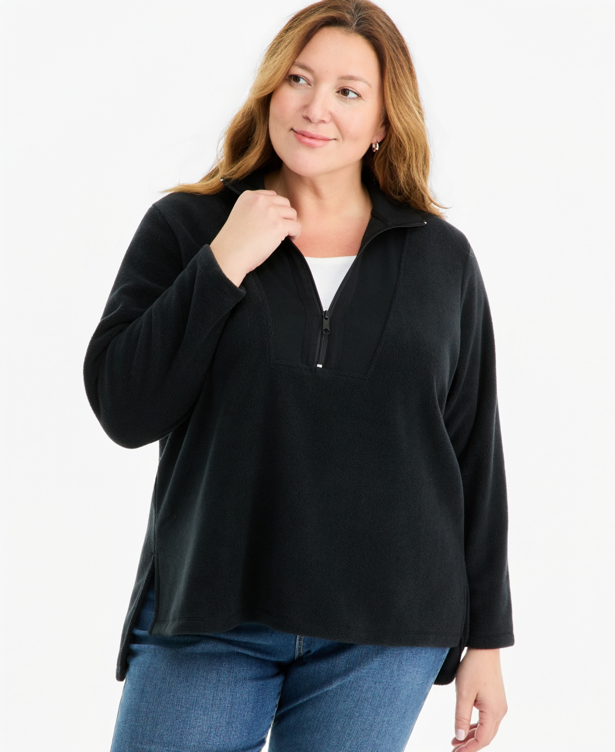Style & Co Plus Quarter Zip Fleece Tunic, Macy's Exclusive