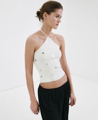 Women's Metallic Appliques Halter Top