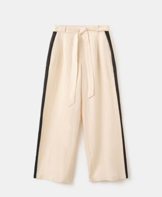 Women's Contrast Stripe Linen Trousers