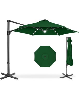 10ft 360degree(s) Rotating Cantilever Easy Auto Open Patio Umbrella w/ Solar LED Lights