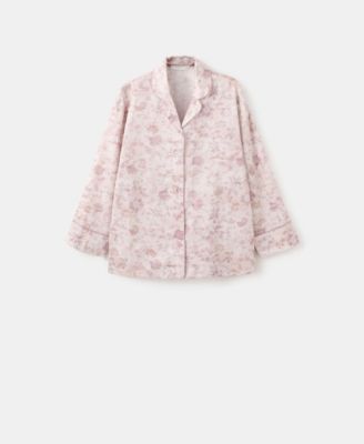 Women's Piping Detail Printed Pajama Shirt