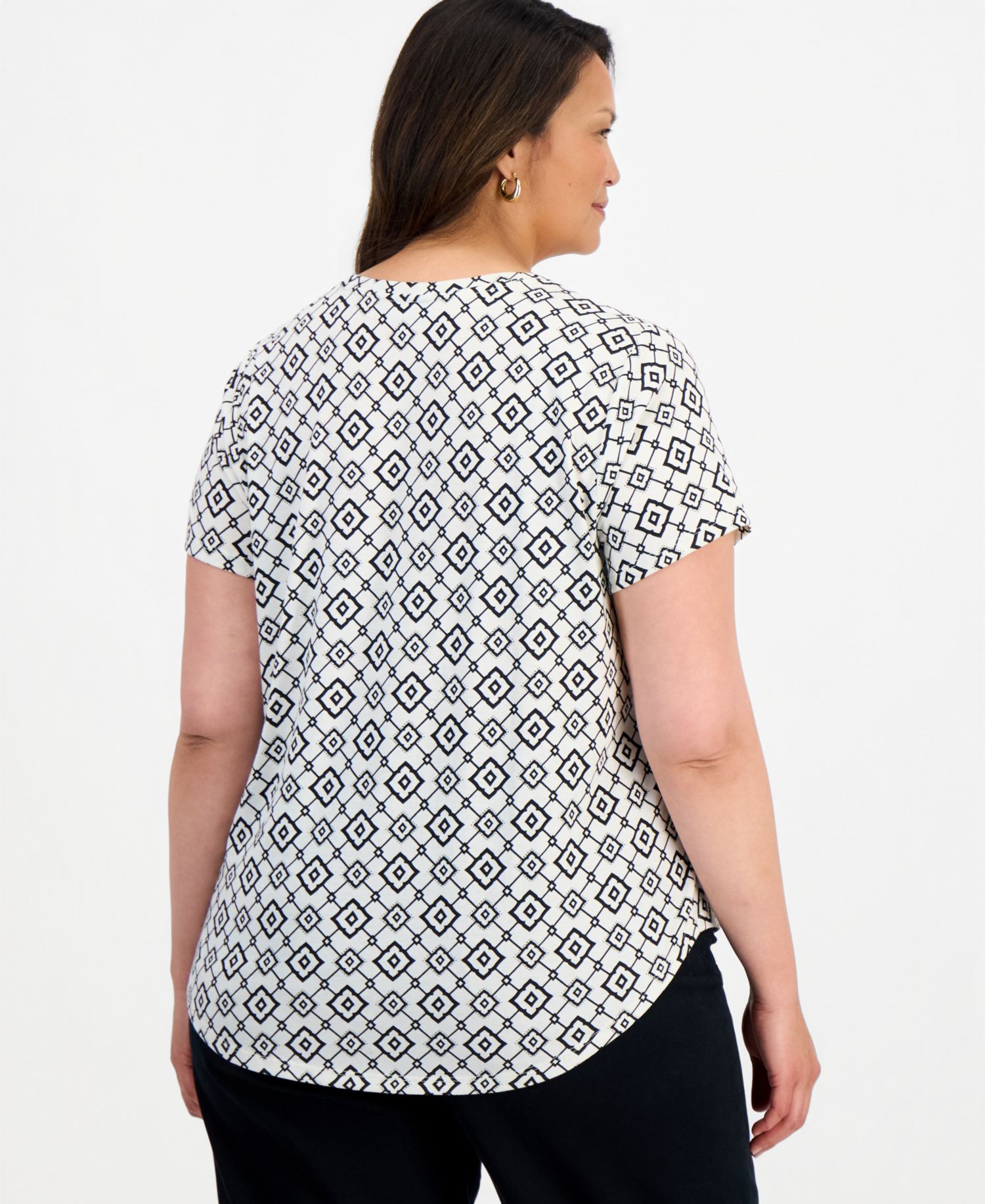 Plus Printed Short-Sleeve Crewneck Tee