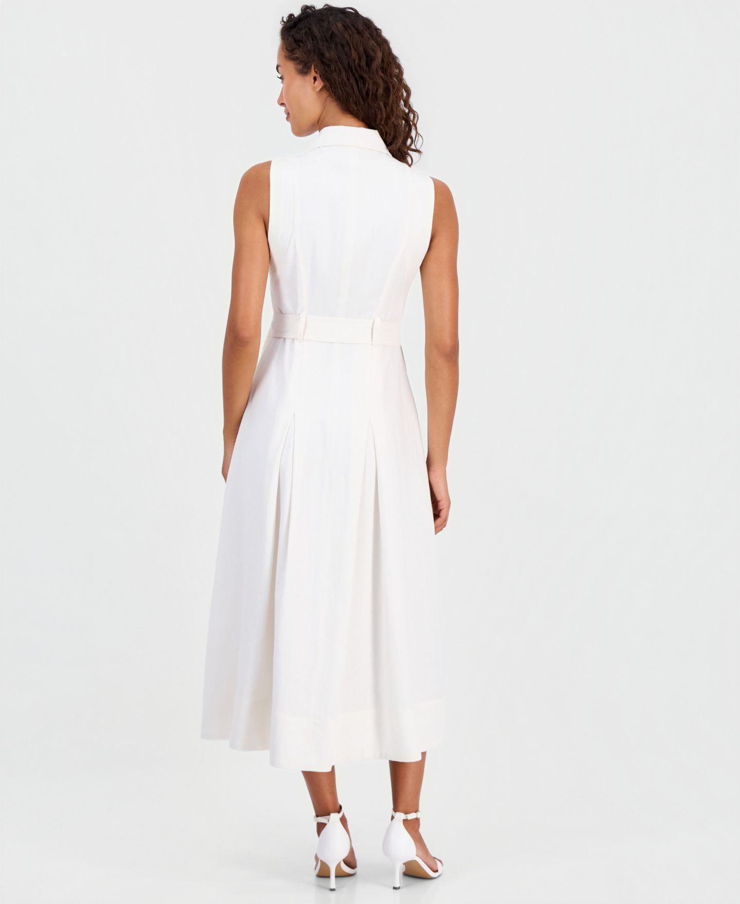 Женское платье Anne Klein Buckled-Waist Midi, цвет: Белый — фото 5