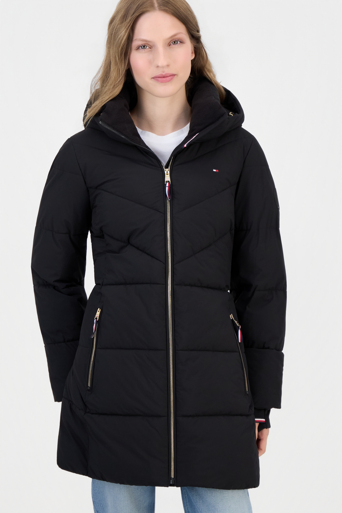 Tommy Hilfiger Women's Chevron-Quilted Puffer Coat
