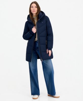 Women's Chevron-Quilted Puffer Coat