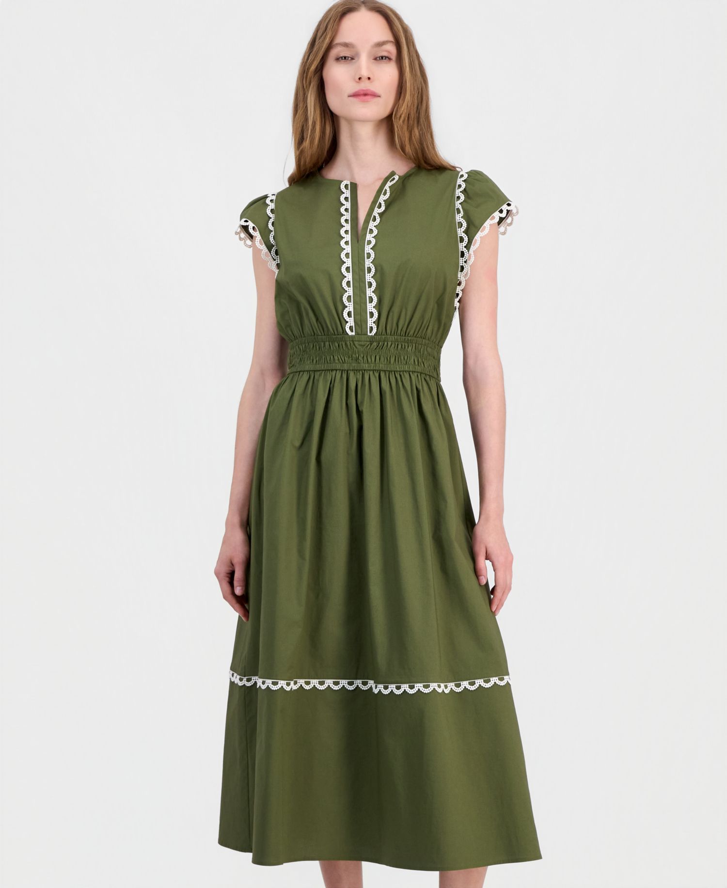 Women's Cotton-Blend Poplin Midi Dress