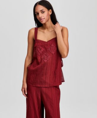 Women's Lace-Trim Side-Tie Tank Top