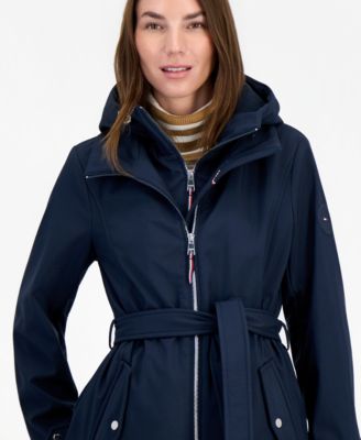 Women's Hooded Belted Softshell Coat, Created for Macy's