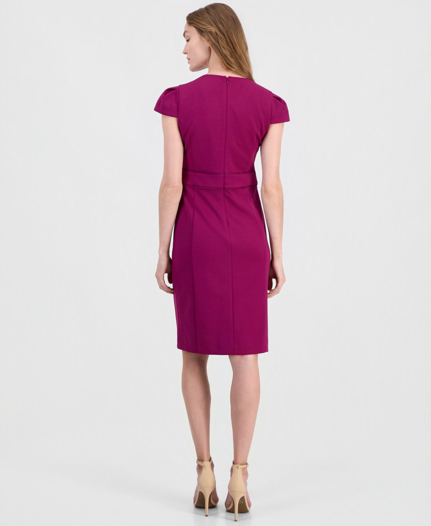 Petite Jewel Neck Sheath Dress