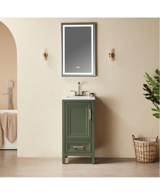  Fully Assembled Solid Wood Freestanding Bathroom Vanity with Ceramic Sink, Soft Close Drawer for Small Spaces