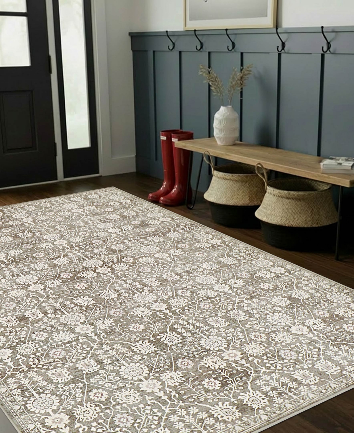Hunter Florence Washable Non-Slip Printed Chenille Accent Rug