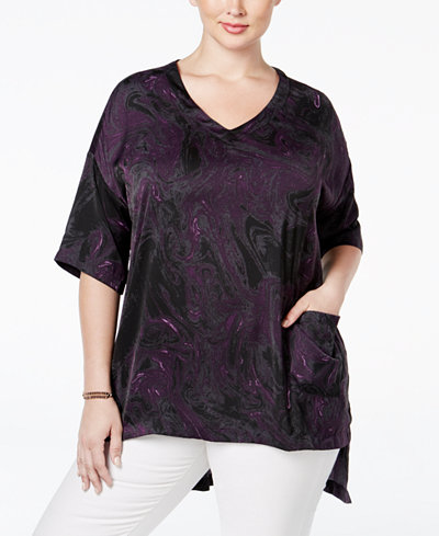 Melissa McCarthy Seven7 Trendy Plus Size Printed High-Low Top