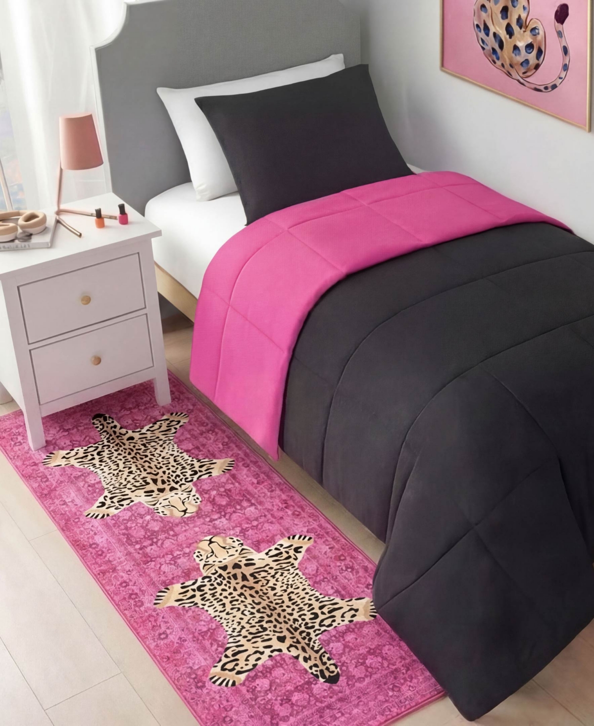 Juicy Couture Leopard Medallion Finely Soft Washable Runner Rug, 24" x 72"