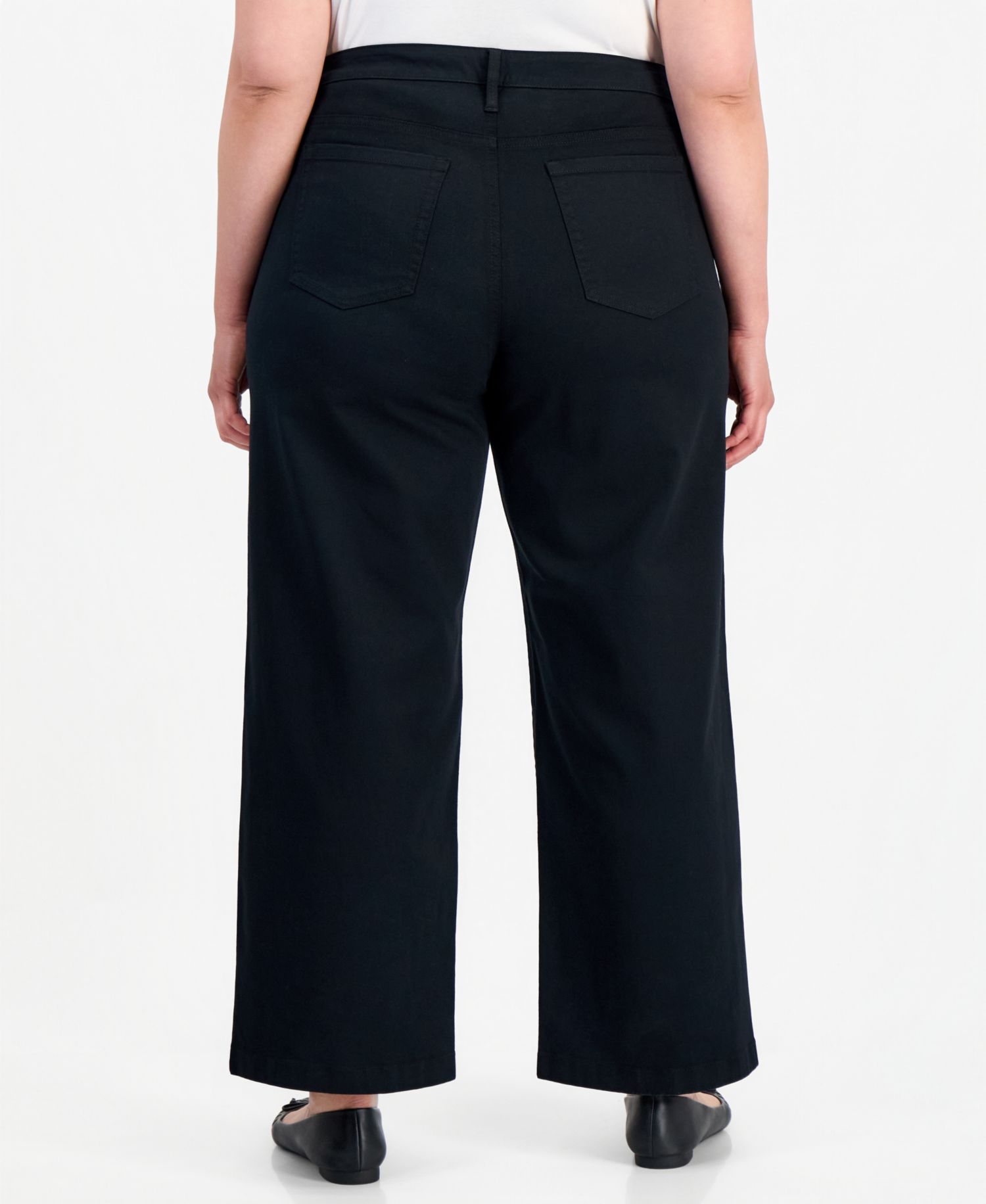 Petite High-Waist Wide-Leg Cotton-Blend Pants