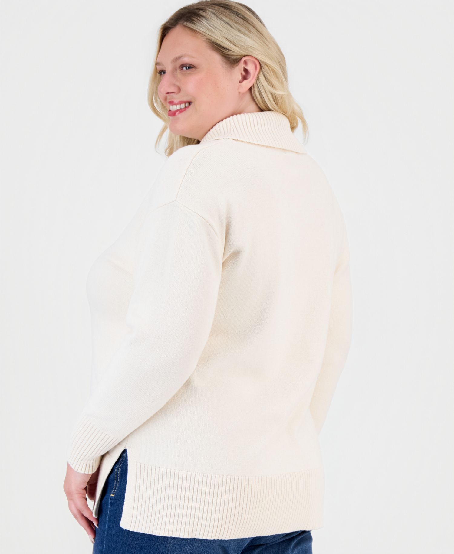 Petite Shawl Collar Cotton-Blend Sweater
