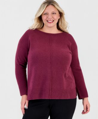 Plus Size LuxSoft Seamfront Tunic Sweater