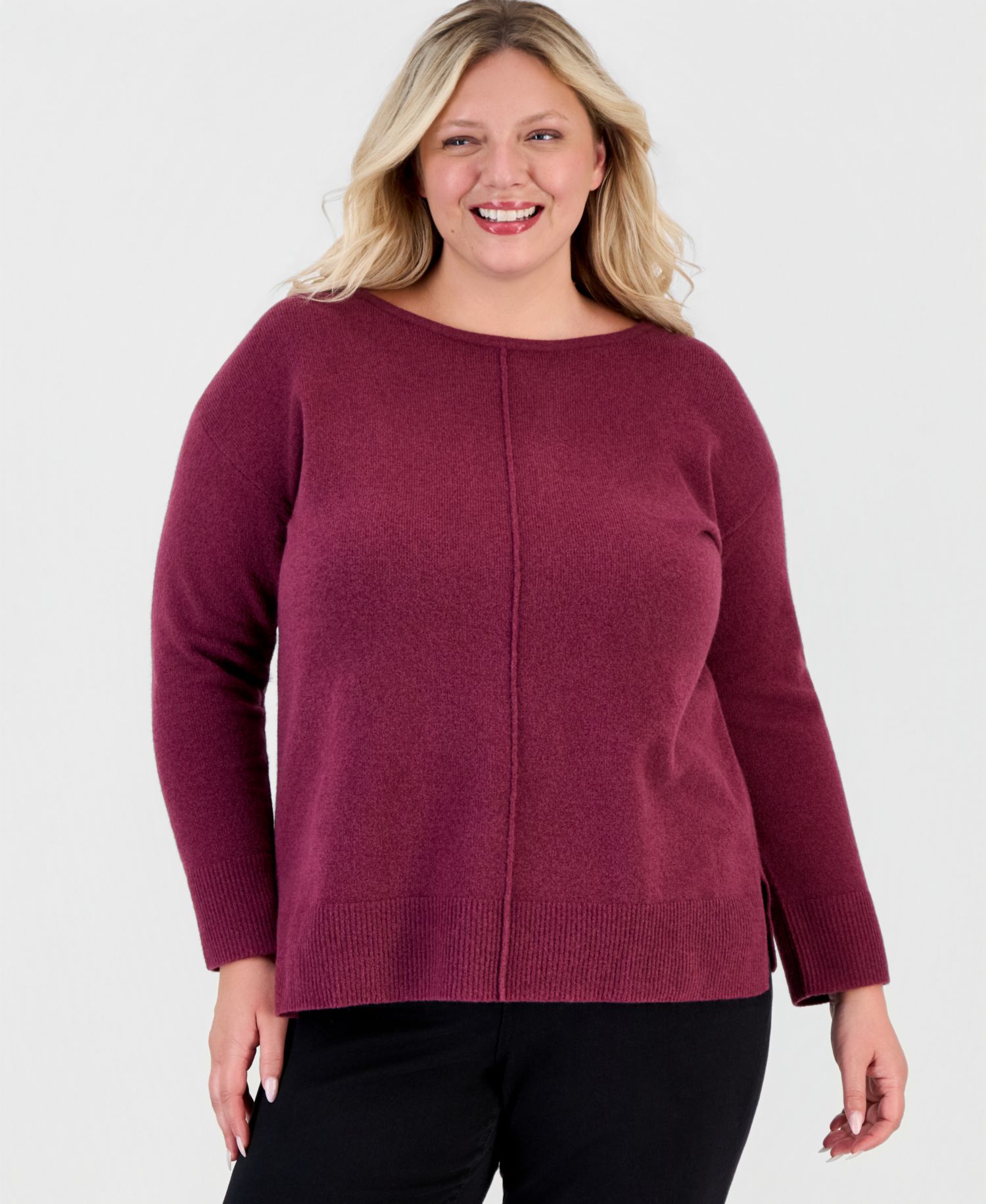Plus Luxsoft Seamfront Boatneck Tunic Sweater