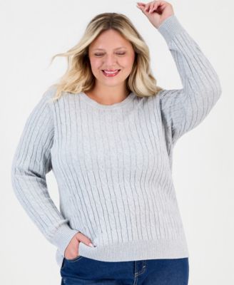 Plus Size  Cable-Knit Crewneck Sweater