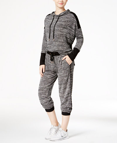 Material Girl Active Marled Grommet-Trim Hoodie & Jogger Pants, Only at Macy's