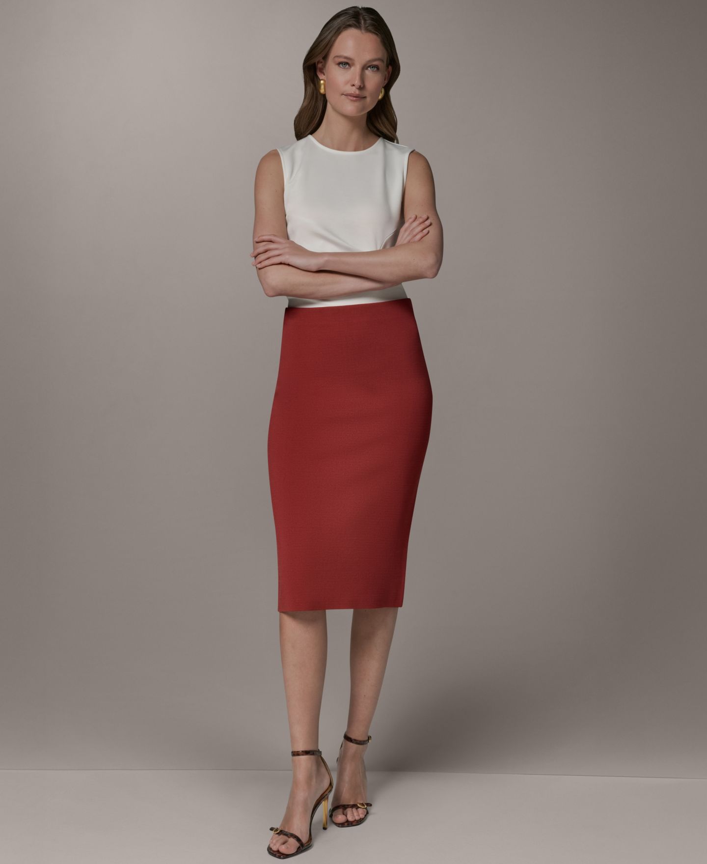 Женская юбка Donna Karan New York Pull-On Sweater Skirt, цвет: Sunbaked — фото 7