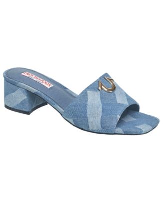 Womens Single Strap Logo Block Heel