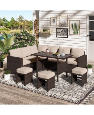 7 Pieces Outdoor Wicker Rattan Furniture Set
