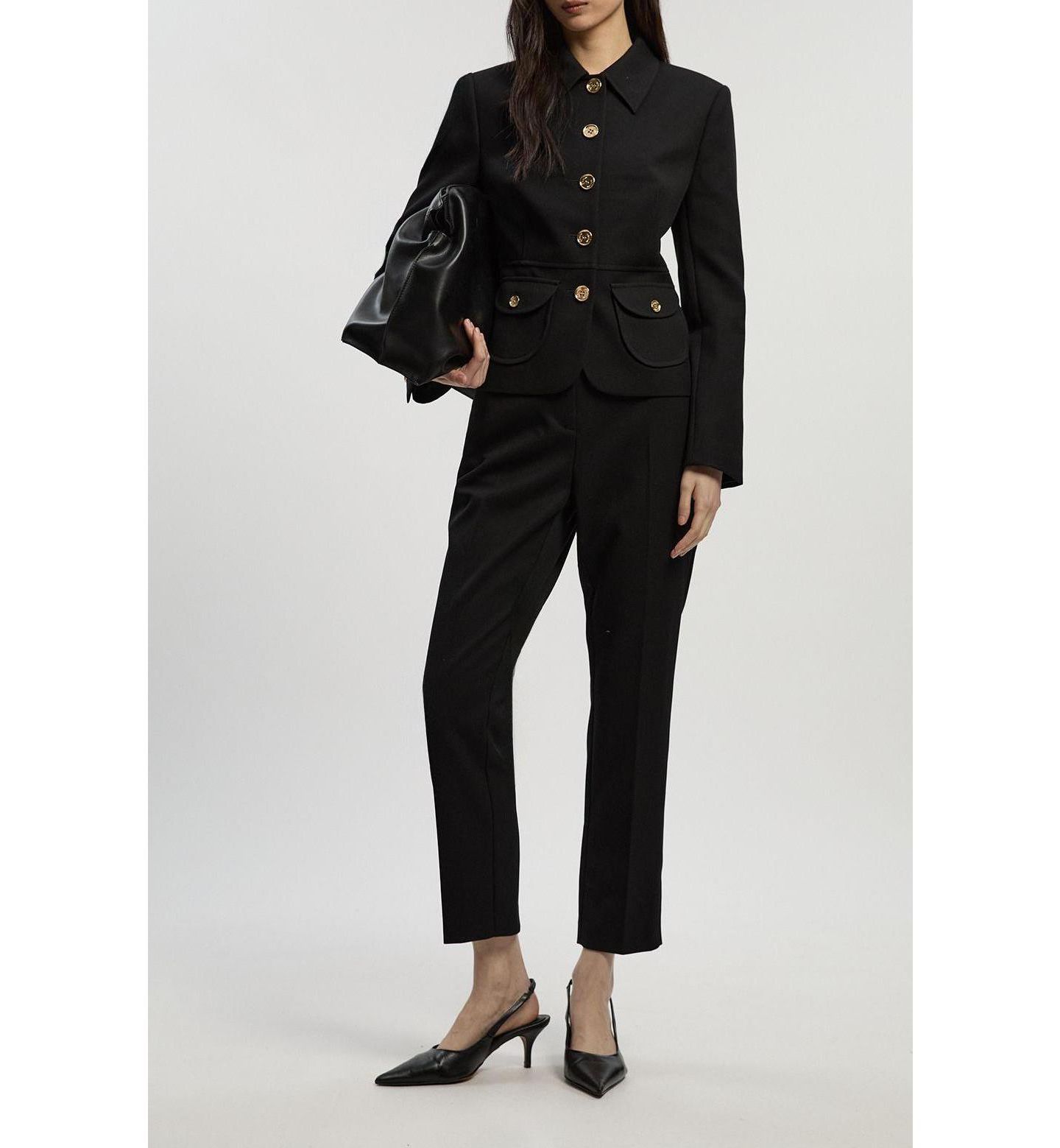 Женский пиджак Karen Millen Textured Compact Stretch Tailored Blazer, цвет: Чёрный — фото 8